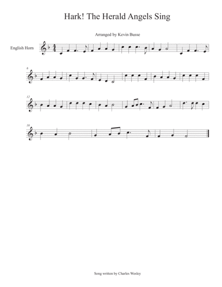 Hark The Herald Angels Sing English Horn Sheet Music