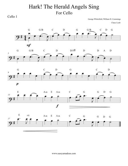 Hark The Herald Angels Sing For Cello Sheet Music