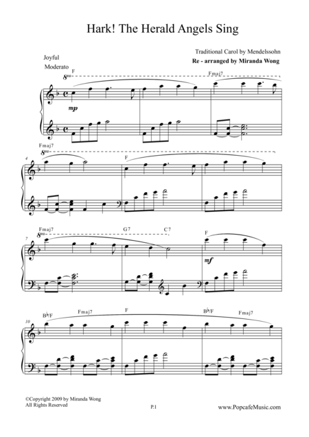 Hark The Herald Angels Sing Romantic Piano Version Sheet Music