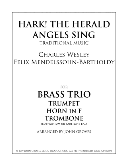 Hark The Herald Angels Sing Trumpet Horn Trombone Brass Trio Sheet Music