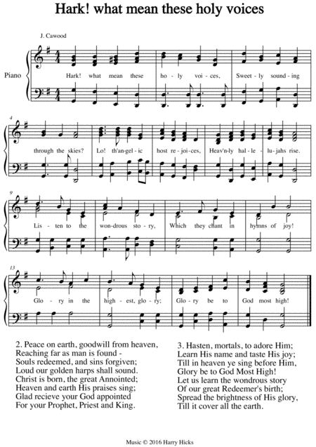 Hark What Mean These Holy Voices A New Tune To A Wonderful Old Hymn Sheet Music