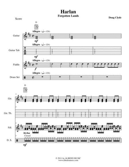 Free Sheet Music Harlan From Forgotten Lands