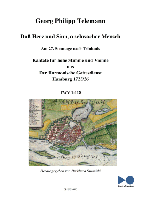 Harmonischer Gottesdienst Twv 1 118 Da Herz Und Sinn O Schwacher Mensch Sheet Music