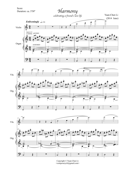 Free Sheet Music Harmony For Violin And Organ