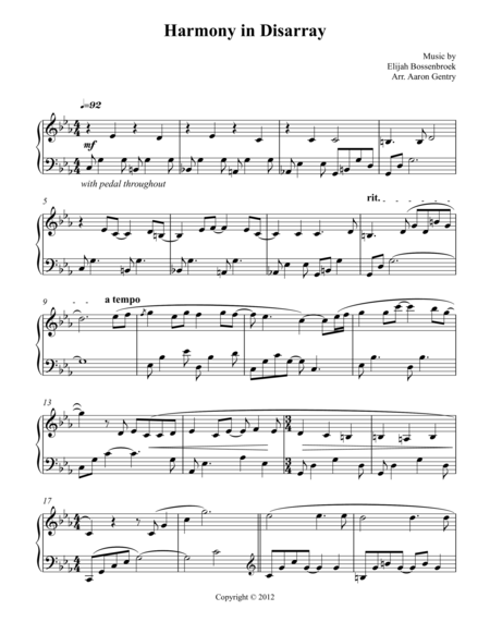 Free Sheet Music Harmony In Disarray