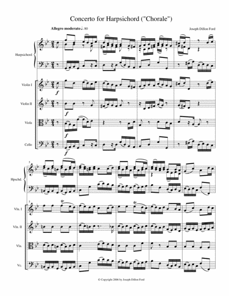 Free Sheet Music Harpsichord Concerto For Harpsichord And String Quartet Or Harpsichord And String Orchestra