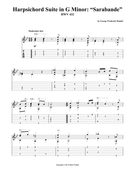 Free Sheet Music Harpsichord Suite In G Minor Sarabande