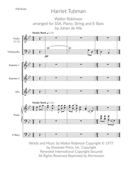 Free Sheet Music Harriet Tubman For Ssa And Ensemble