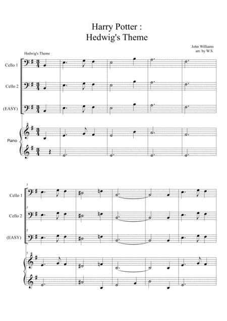 Harry Potter Hedwigs Theme Cellos And Piano Sheet Music