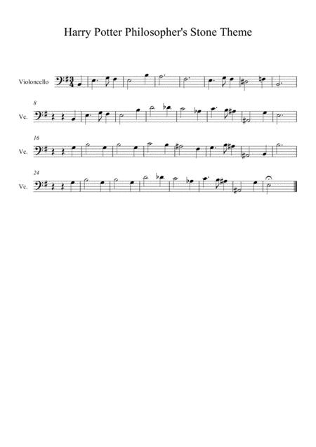 Harry Potter Philosophers Stone Theme For Solo Cello Sheet Music