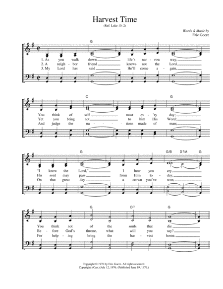 Harvest Time Sheet Music