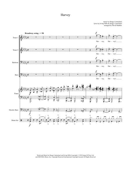 Free Sheet Music Harvey