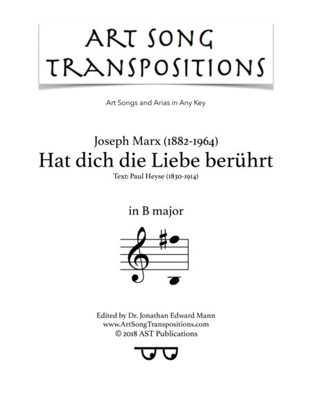 Hat Dich Die Liebe Berhrt B Major Sheet Music