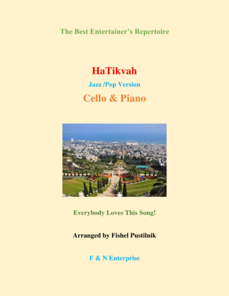 Hatikvah Piano Background For Cello And Piano Jazz Pop Version Sheet Music