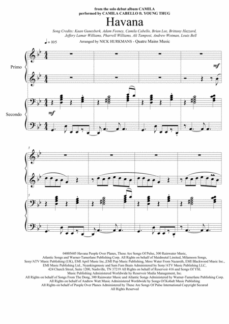 Free Sheet Music Havana Camila Cabello Piano Duet