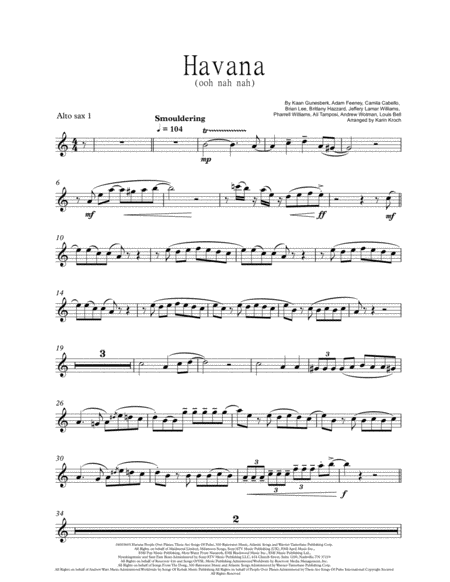 Havana Two Alto Saxophones And Piano Sheet Music