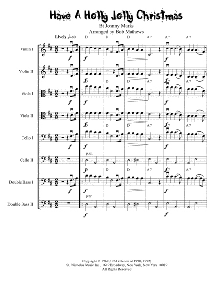 Have A Holly Jolly Christmas For Strings Sheet Music