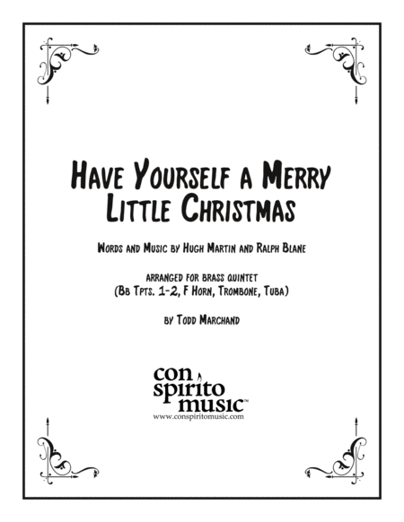 Have Yourself A Merry Little Christmas Brass Quintet Sheet Music