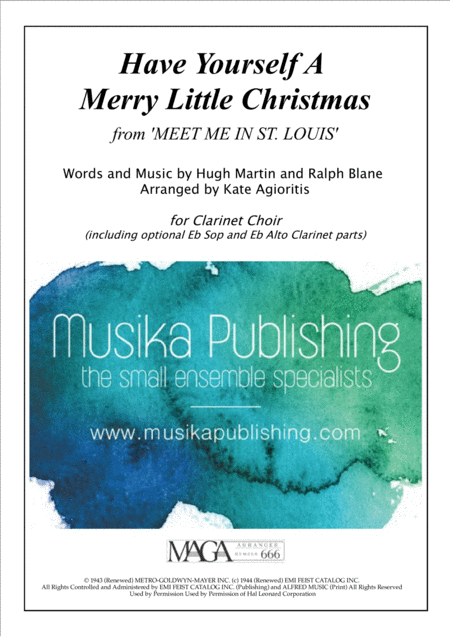 Free Sheet Music Have Yourself A Merry Little Christmas Clarinet Choir