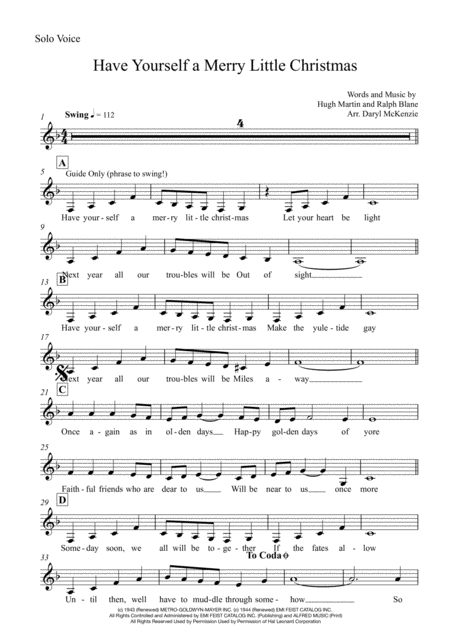 Free Sheet Music Have Yourself A Merry Little Christmas Female Vocal With Big Band Key Of F Major Ella Fitzgerald Style