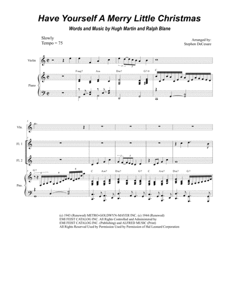 Have Yourself A Merry Little Christmas For Flute Choir Sheet Music