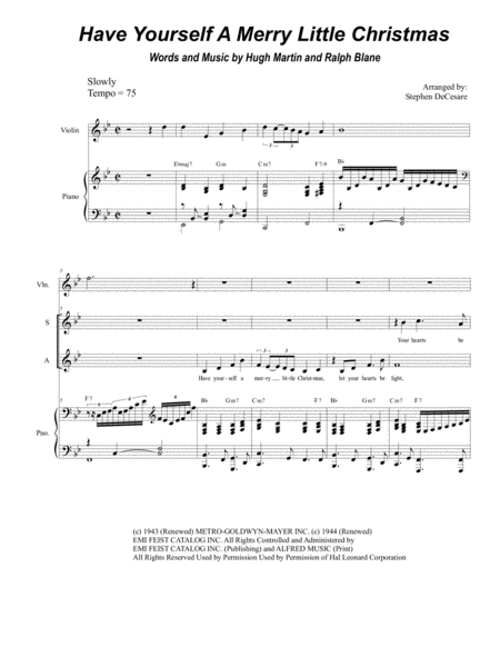 Have Yourself A Merry Little Christmas For Vocal Trio Sab Sheet Music