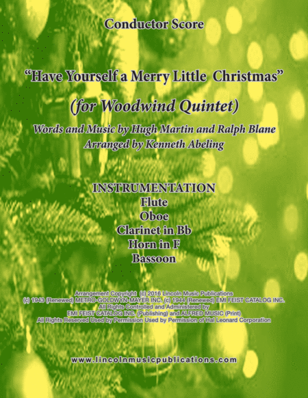 Free Sheet Music Have Yourself A Merry Little Christmas For Woodwind Quintet