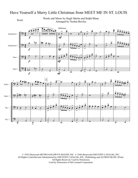 Have Yourself A Merry Little Christmas From Meet Me In St Louis Tuba Euphonium Quartet Sheet Music