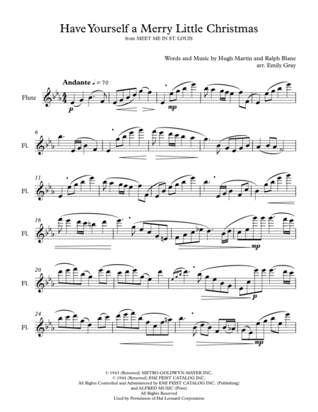 Have Yourself A Merry Little Christmas Solo Flute Sheet Music