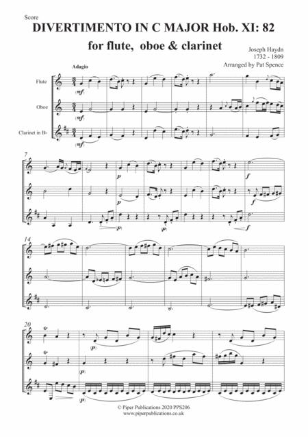 Haydn Divertimento In C Major Hob Xi 82 For Flute Oboe Clarinet Sheet Music