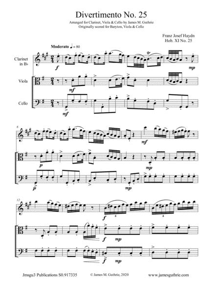 Free Sheet Music Haydn Divertimento No 25 For Clarinet Viola Cello