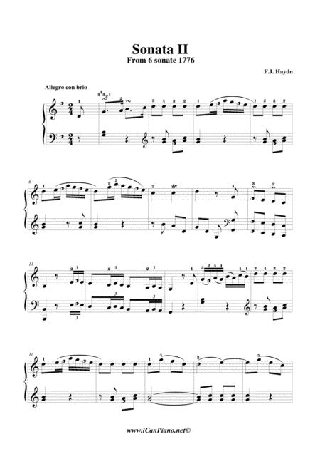 Free Sheet Music Haydn Sonata 2 1776 Icanpiano Style