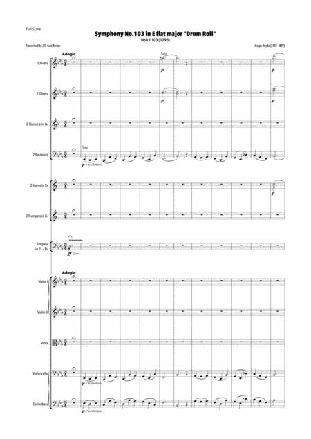Haydn Symphony No 103 In E Flat Major Hob I 103 Drum Roll Sheet Music