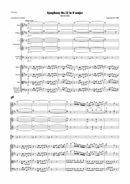 Haydn Symphony No 13 In D Major Hob I 13 Sheet Music