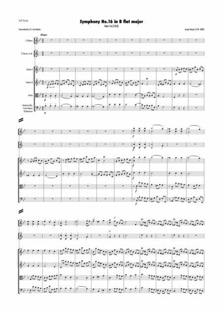 Haydn Symphony No 16 In B Flat Major Hob I 16 Sheet Music