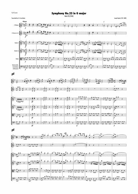 Free Sheet Music Haydn Symphony No 23 In G Major Hob I 23