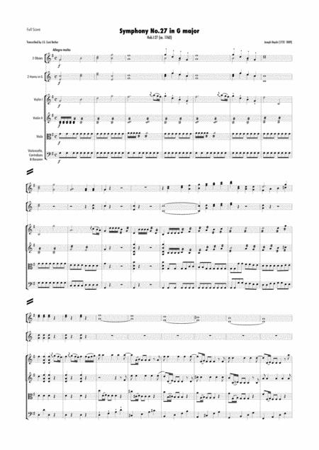 Free Sheet Music Haydn Symphony No 27 In G Major Hob I 27