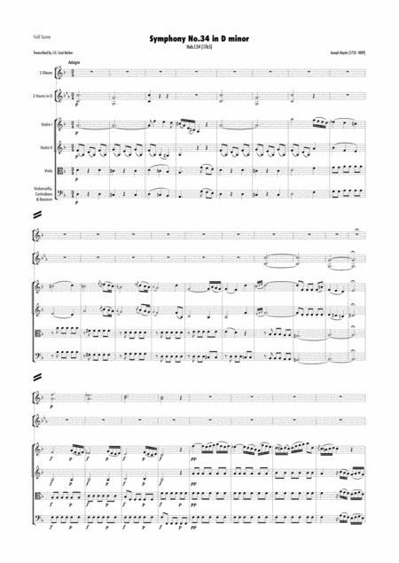 Free Sheet Music Haydn Symphony No 34 In D Minor Hob I 34