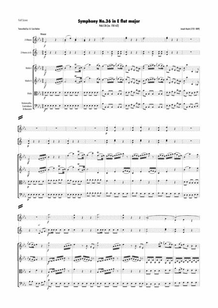 Free Sheet Music Haydn Symphony No 36 In E Flat Major Hob I 36