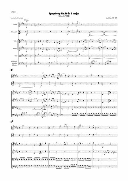 Free Sheet Music Haydn Symphony No 46 In B Major Hob I 46