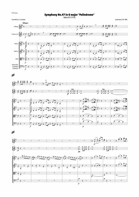 Haydn Symphony No 47 In G Major Hob I 47 Palindrome Sheet Music