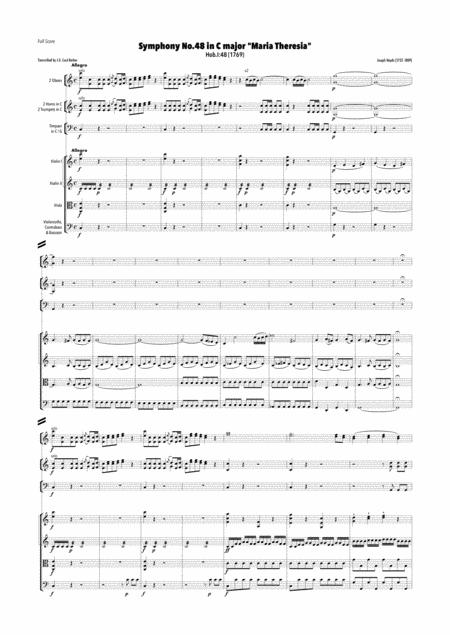 Free Sheet Music Haydn Symphony No 48 In C Major Hob I 48 Maria Theresia