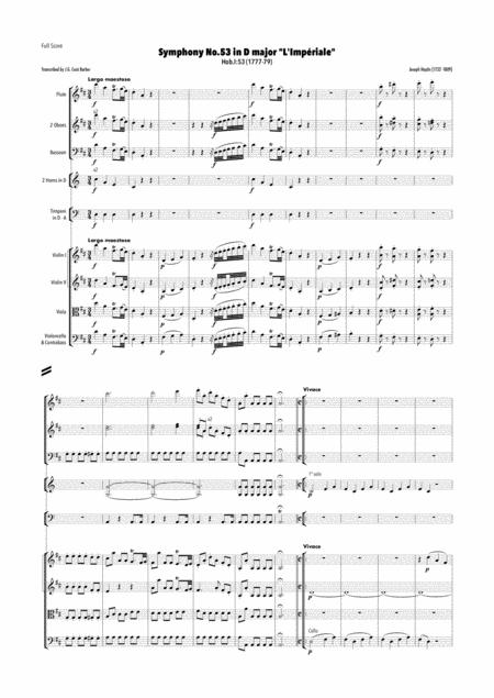 Free Sheet Music Haydn Symphony No 53 In D Major Hob I 53 L Impriale