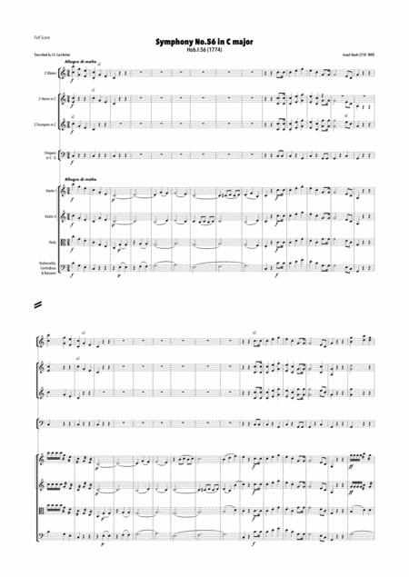 Haydn Symphony No 56 In C Major Hob I 56 Sheet Music