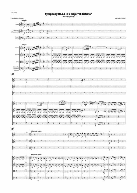 Haydn Symphony No 60 In C Major Hob I 60 Il Distratto Sheet Music