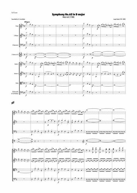 Haydn Symphony No 62 In D Major Hob I 62 Sheet Music