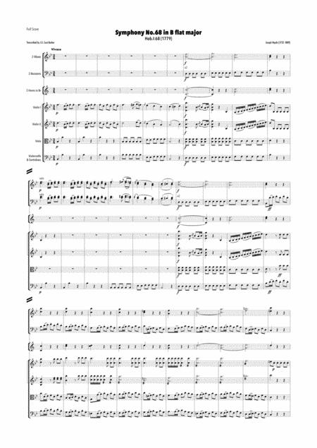 Haydn Symphony No 68 In B Flat Major Hob I 68 Sheet Music