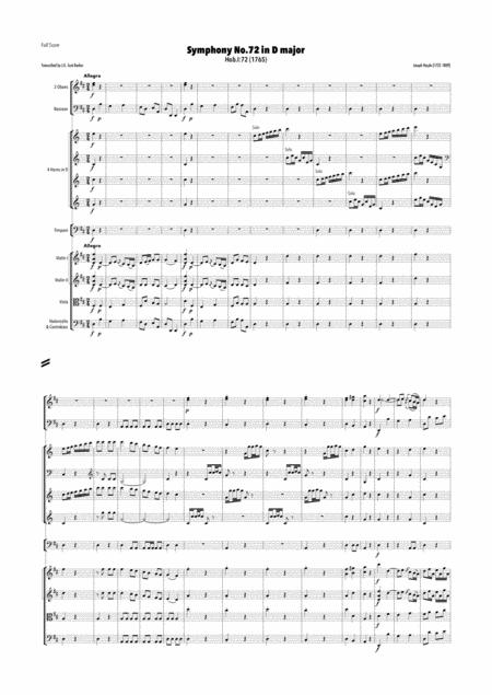 Haydn Symphony No 72 In D Major Hob I 72 Sheet Music