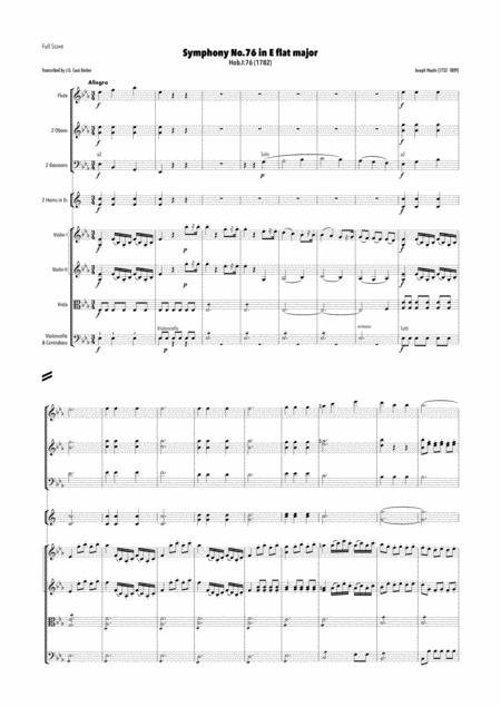 Haydn Symphony No 76 In E Flat Major Hob I 76 Sheet Music