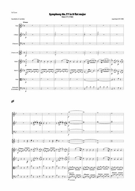 Free Sheet Music Haydn Symphony No 77 In B Flat Major Hob I 77